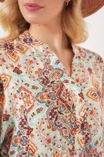 Women's Patterned Short-Sleeve Dress 2562 - Brown