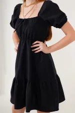 2351 Flared Poplin Dress - Black