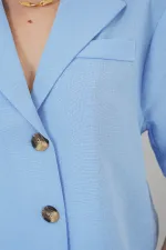 0706 Crop Linen Jacket - Blue 0706 Crop Linen Jacket - Blue