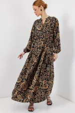 Robe hijab à motifs authentiques 2423 - Noir 10