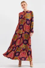 1627 Lace-Up Hijab Dress - A.Mustard