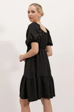 Robe évasée en popeline 2351 - Noir clair