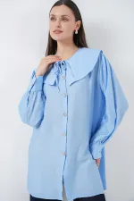 Kadın Bebe Yaka Uzun Tunik 5967 - Mavi