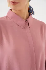 Kadın Uzun Gömlek Tunik 5945 - Pudra