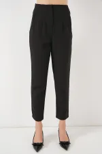 Women's Black High Waist Fabric Trousers 6650 Women's Black High Waist Fabric Trousers 6650