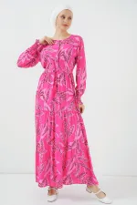 Robe hijab à motifs 2145 - Fuchsia