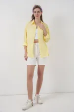 Chemise oversize en viscose pour femme 3785 - Jaune