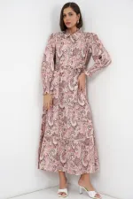 Robe hijab ceinturée pour femme 2589 - Rose