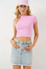 Women's Tassel Mini Denim Skirt 8051 - Blue