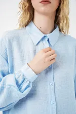 Women's Textured Oversize Tunic 5989 - Blue Women's Textured Oversize Tunic 5989 - Blue