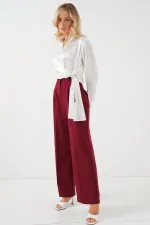 Kadın Bağlamalı Uzun Kol Saten Gömlek 20287 - Beyaz