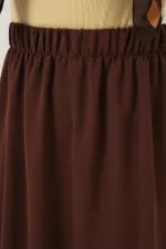 Kadın Uzun Ayrobin Etek 8050 - Kahverengi