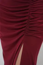 Jupe fendue Sandy 8033 - Rouge bordeaux