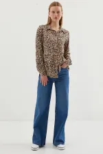 3721 Grafik Desenli Gömlek - C. Bej