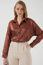 Chemise satinée oversize 3985 - Beige