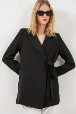 Women's Side-Tie Blazer Jacket 0750 - Black