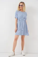 Women's Short Sleeve Mini Ayrobin Dress 2572 - Blue