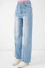 Kadın Yüksek Bel Kot Pantolon 30082 - Açık Mavi