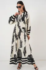 Robe hijab authentique à motifs 2423 - Blanc clair