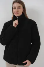 Manteau en peluche doublé 5178 - Noir