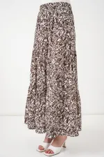 1898 Desenli Uzun Etek - Sütlü Kahve