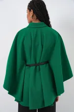 Women's Belted Cashmere Poncho 9170 - Dark Green