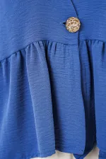Women's Buttoned Sleeveless Blouse 994 - Navy Blue