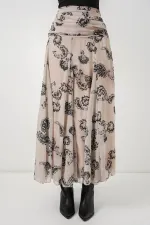 Jupe en mousseline à motifs pour femme 8057 - Crème