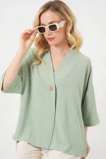 Kadın Kısa Kol Oversize Kimono 5969 - Çağla