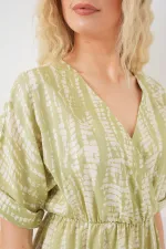 Women's Patterned Short Sleeve Dress 2569 - E.Green