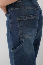Women's High-Waisted Jeans 6701 - Navy Blue