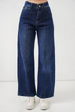 Kadın Yüksek Bel Kot Pantolon 30082 - Lacivert