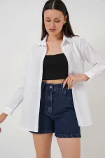Kadın Uzun Kol Basic Gömlek 20279 - Beyaz