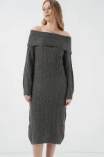 Robe en maille oversize à col Madonna 15920 - Anthracite