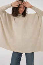 15783 Pull poncho fendu - Beige