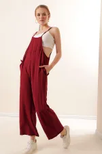 Salopette de jardinier à bretelles 7019 - Rouge bordeaux