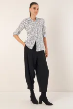 3721 Grafik Desenli Gömlek - H. Beyaz