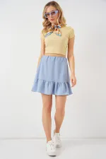 Kadın Ayrobin Mini Etek 8054 - Mavi