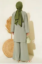 Ensemble tunique verte pour femme, pantalon et bas 6663