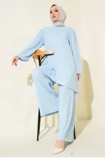 Women's Blue Tunic and Pants Set (Top and Bottom) 6663
