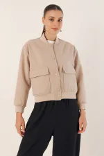 0688 Double Pocket Bomber Jacket - Beige