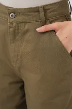 6703 Yüksek Bel Kot Pantolon - Haki