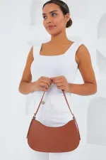 Women's Tan Plain Baguette Bag 010167