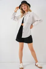 Chemise oversize en lin blanc 20126