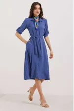 Women's Indigo Belted Shirt Dress 2442
