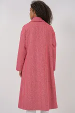 Manteau long oversize en laine et cachemire, coupe ample, référence 9113 - Rouge
