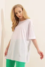 T-shirt oversize fendu 4123 - Blanc