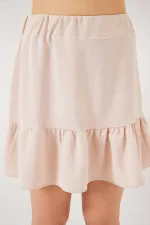 Kadın Ayrobin Mini Etek 8054 - Krem