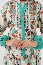 Robe hijab à motifs authentiques 2423 - Verte 2