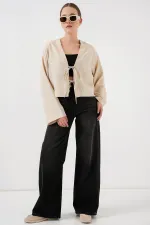 Tie-Front Linen Kimono 960 - Cream